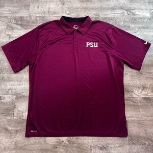 Nike Dri Fit Florida State FSU Maroon Short Sleeve Polo Shirt Mens Sz. 2XL